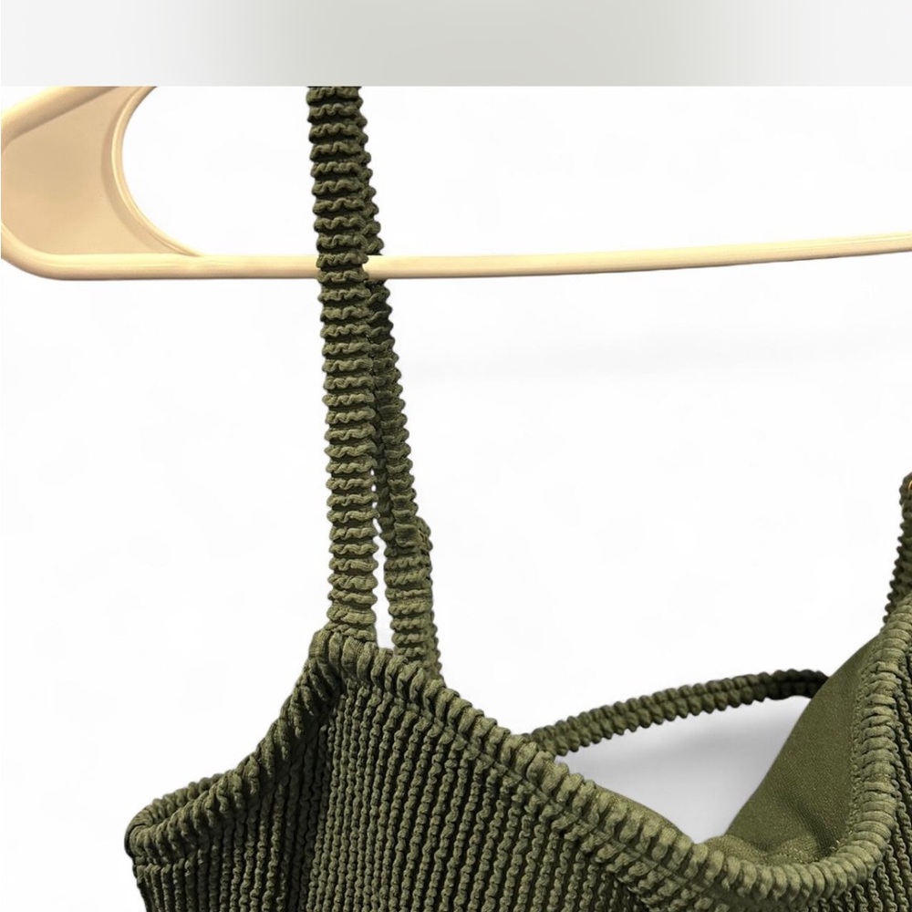 Kona Sol Olive Green Textured One Piece Swimsuit NWT - Picture 3 of 9